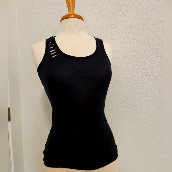 BCBGeneration Black Cutout Tank Top - Picture 1 of 4